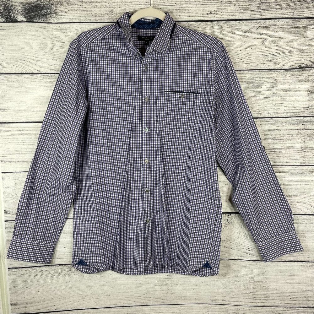 Ted Baker Button Down Long Sleeve Dress Shirt Sz 4